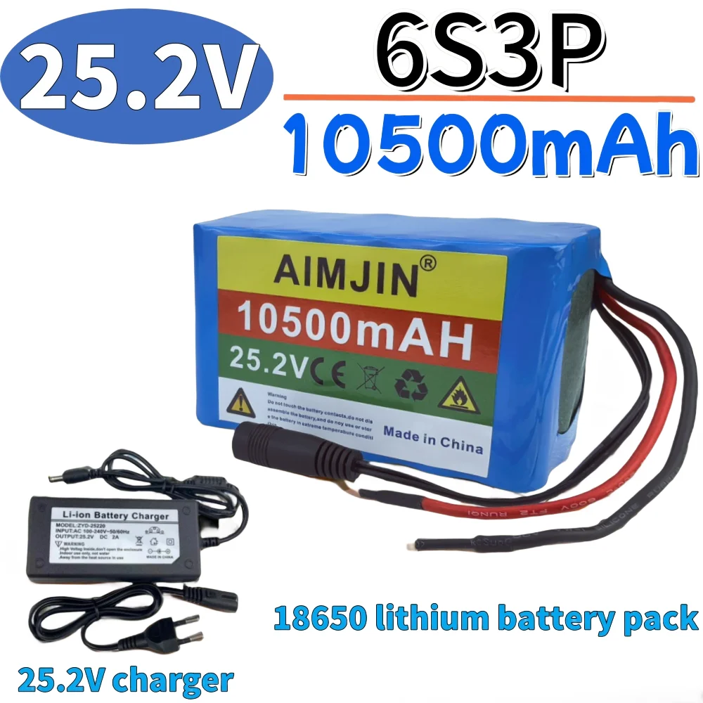 

6S3P 25.2V 10500mAh 18650 Li-ion Battery Pack Built-in BMS Suitable for Electric Bikes etc + 25.2V 2A Charger