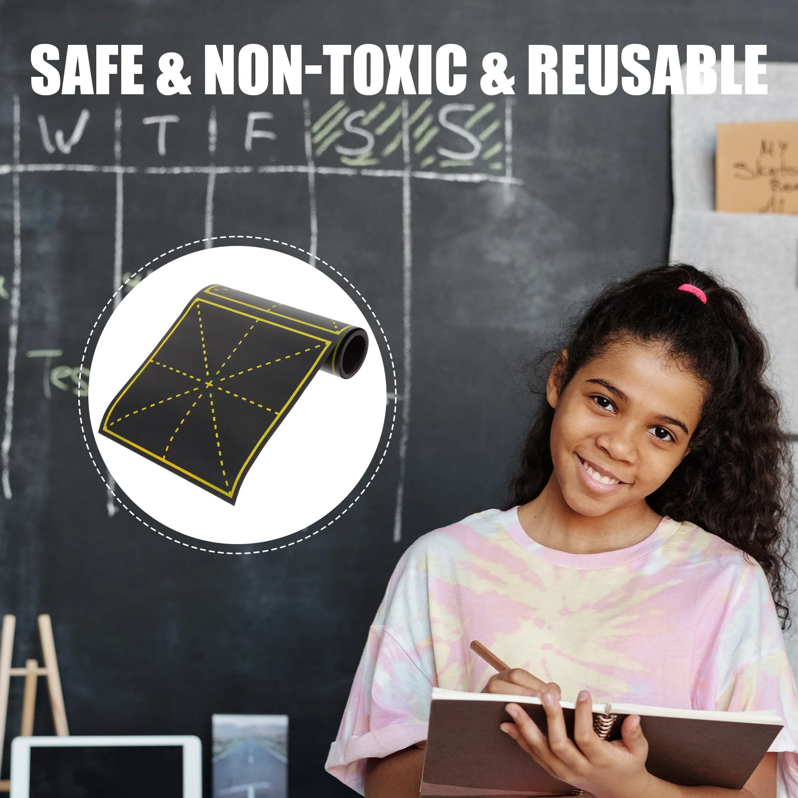 ملصق سبورة مغناطيسية، لوحة رسم للسبورة لتعليم تصميم نمط الشبكة، سهلة التركيب على الثلاجة أو سطح معدني #3