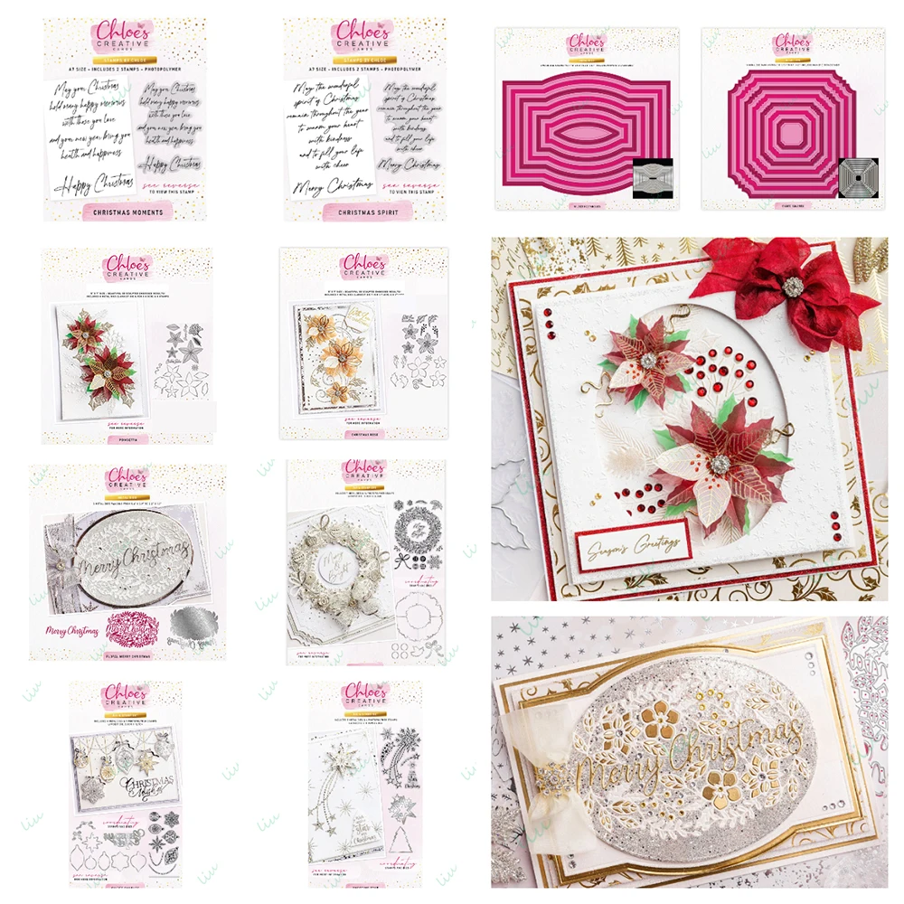 

Floral Merry Christmas Gilded Wreath Metal Cutting Dies and Stamps for DIY Photo Album Scrapbooking Greeting Diary 2025 July New