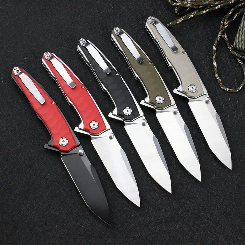 New cross-border Amazon python nylon fiber handle camping survival folding knife D2 sanding bearing folding knife