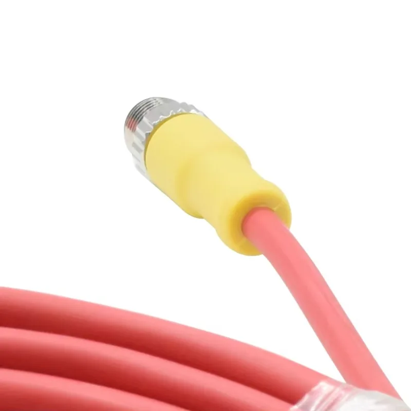 M12 Connector 4 Pin Industrial Molding Welding Cable Male Plug Waterproof Connector