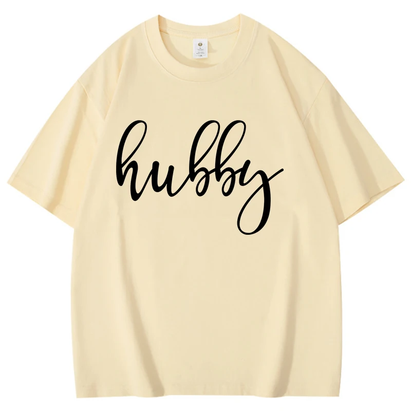Hubby Wifey Simple Letter Print Short Sleeve Casual Cotton Couple T-shirt Summer Fashion Harajuku Short Sleeve Man's Women's Top