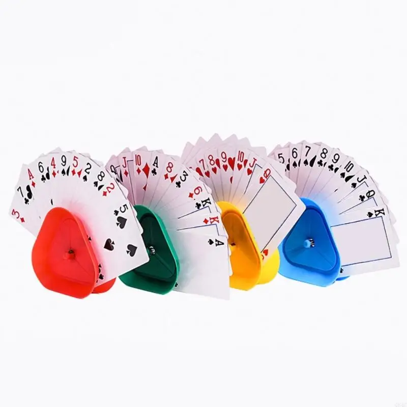 Q84C 6Pcs Playing Card Holder Stand Triangular Rack Plastic Play Cards Holder Organizers for Kids or Elder People