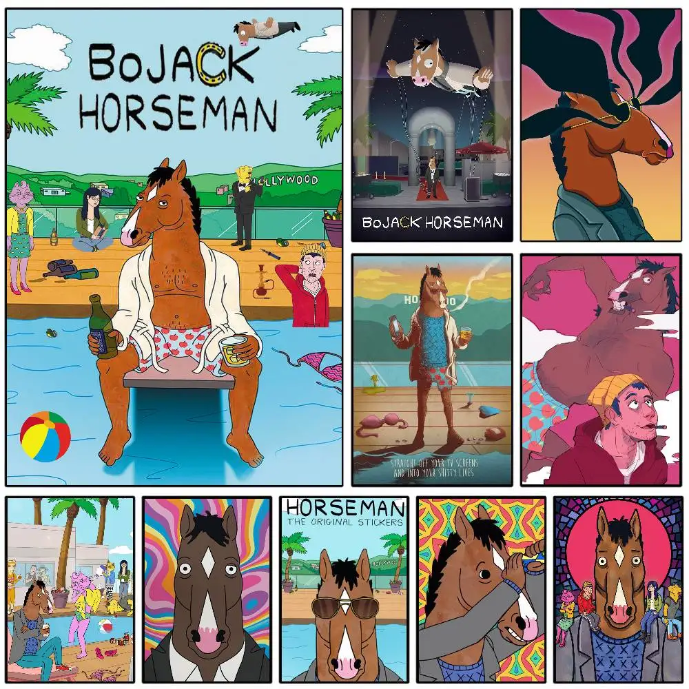 Lustiges BoJack H-Horsemans-Poster, HD-Klebrige Wand, wasserdicht, für Zuhause, Wohnzimmer, Schlafzimmer, Wohnheim, Bar, ästhetische Dekoration