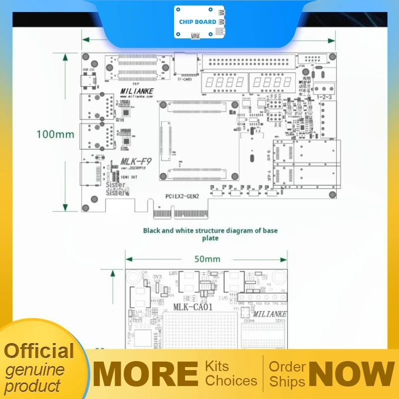 MILINKER MLK-F9-CA01-35T 100T Artix-7 FPGA Starter Board by Xilinx with PCIe and Gigabit Ethernet Connectivity