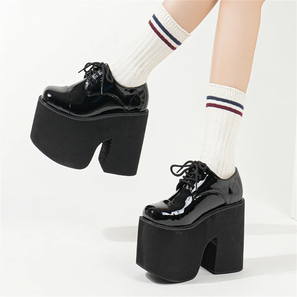 Brand New Ladies High Platform Pumps Fashion Lace-up Solid Chunky High Heels women's Pumps Party Office Sexy Woman Shoes