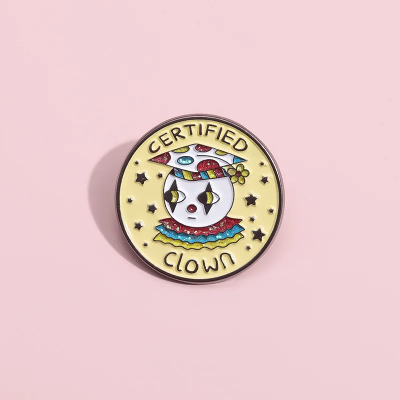 Rotundity Fun English Letter Brooch Enamel Yellow Clown Colorful Funny Badge Metal Backpack Clothing Pin Gift Souvenir Wholesale