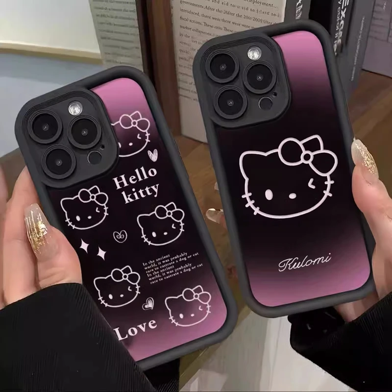 Phone Case For Motorola Moto G84 G10 G20 G30 G14 G54 G04 G24 G34 G53 E13 E22 E32 E30 E40 G9 Play Dark Hello Kitty Cartoon Cover