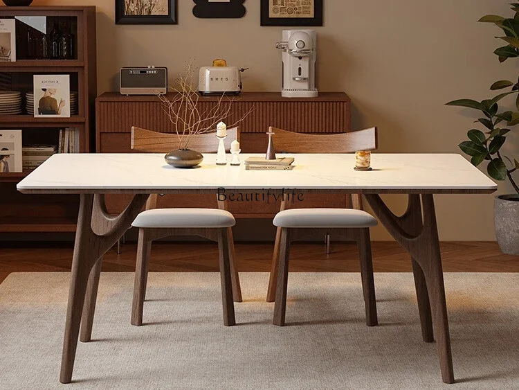 

4*Slate dining table rectangular solid wood modern simple small apartment table