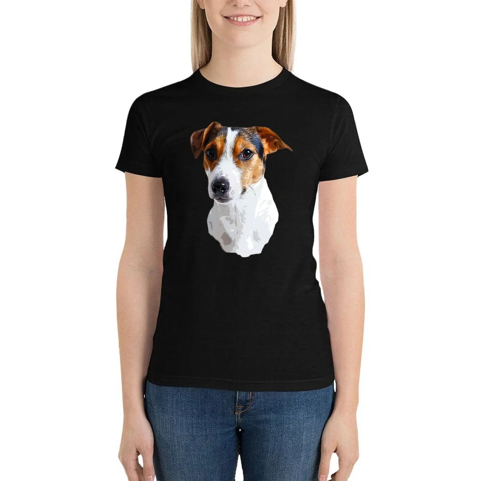 Jack Russell Terrier Tri T-Shirt Short sleeve tee funny anime clothes hippie clothes tops for Women