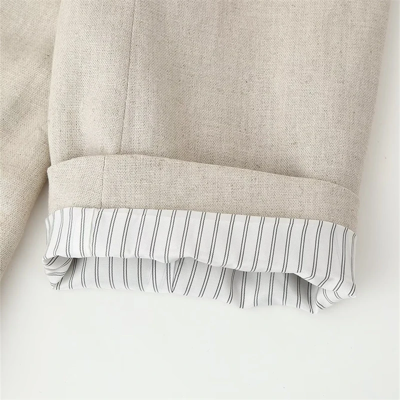 KEANKETIAN printemps/automne nouveau femmes rayé Patchwork costume manteau bureau dame un bouton rabat poches ample loisirs Blazer haut