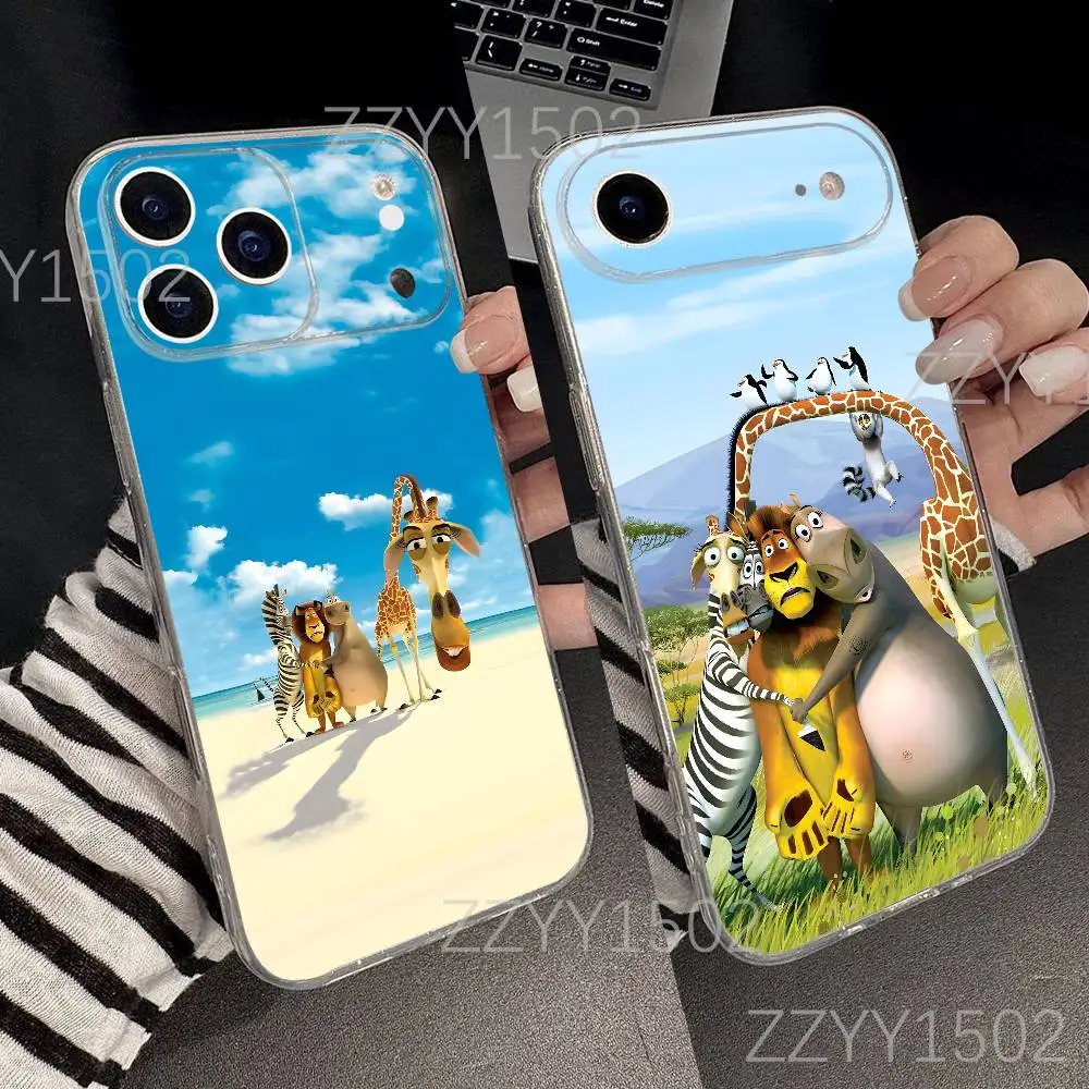 

M-MadagascarS Animals Phone Case For iPhone 17,16,15,14,13,12,11 Pro,Max,Plus,X,XS,XR,SE4,E Mini Transparent Soft