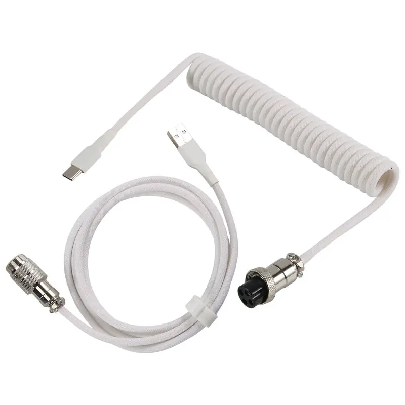A53M-USB Type-C Cable For Gaming Keyboards, Double Sleeved Mechanical Keyboard Cable, Mechanical Keyboard Custom Coiled Cable
