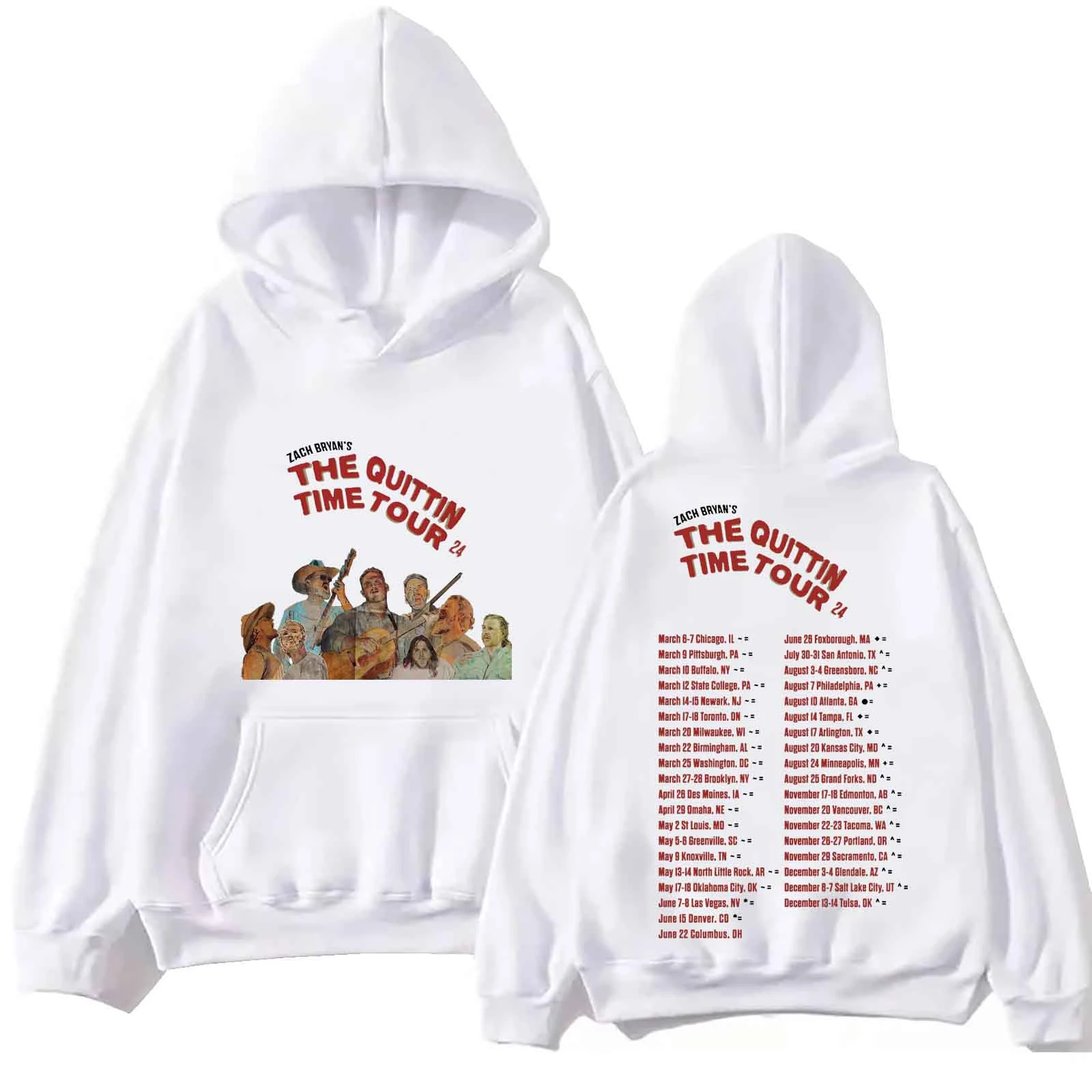 Zach Bryan The Quittin Time Tour 2024 Hoodie Tops Long Sleeve Regular Sweatshirt Music Fans Gift Spring Summer Casual