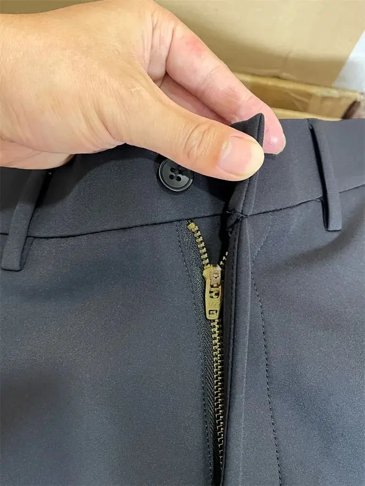 

Waterproof Elastic Busin Men's Slim Fit Long Pants Casual Trousers Special Fluorine Technology Anti-Wrinkle Autumn Winter