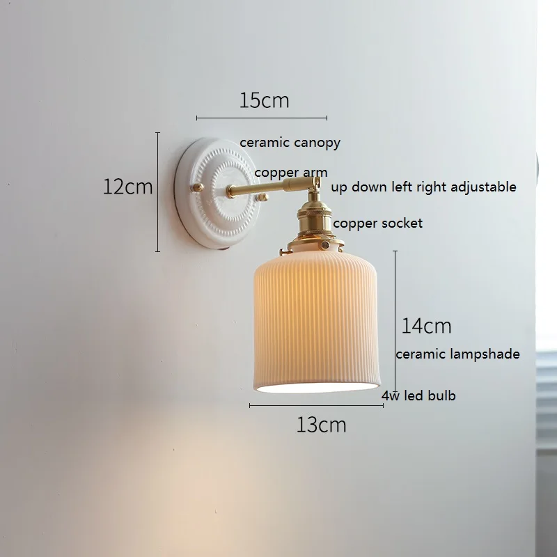 Imagem -02 - Iwhd-copper Ceramic Led Wall Lights Nordic Modern Beside Lamp Sconce Lamp Decoração Interior Quarto Banheiro Espelho