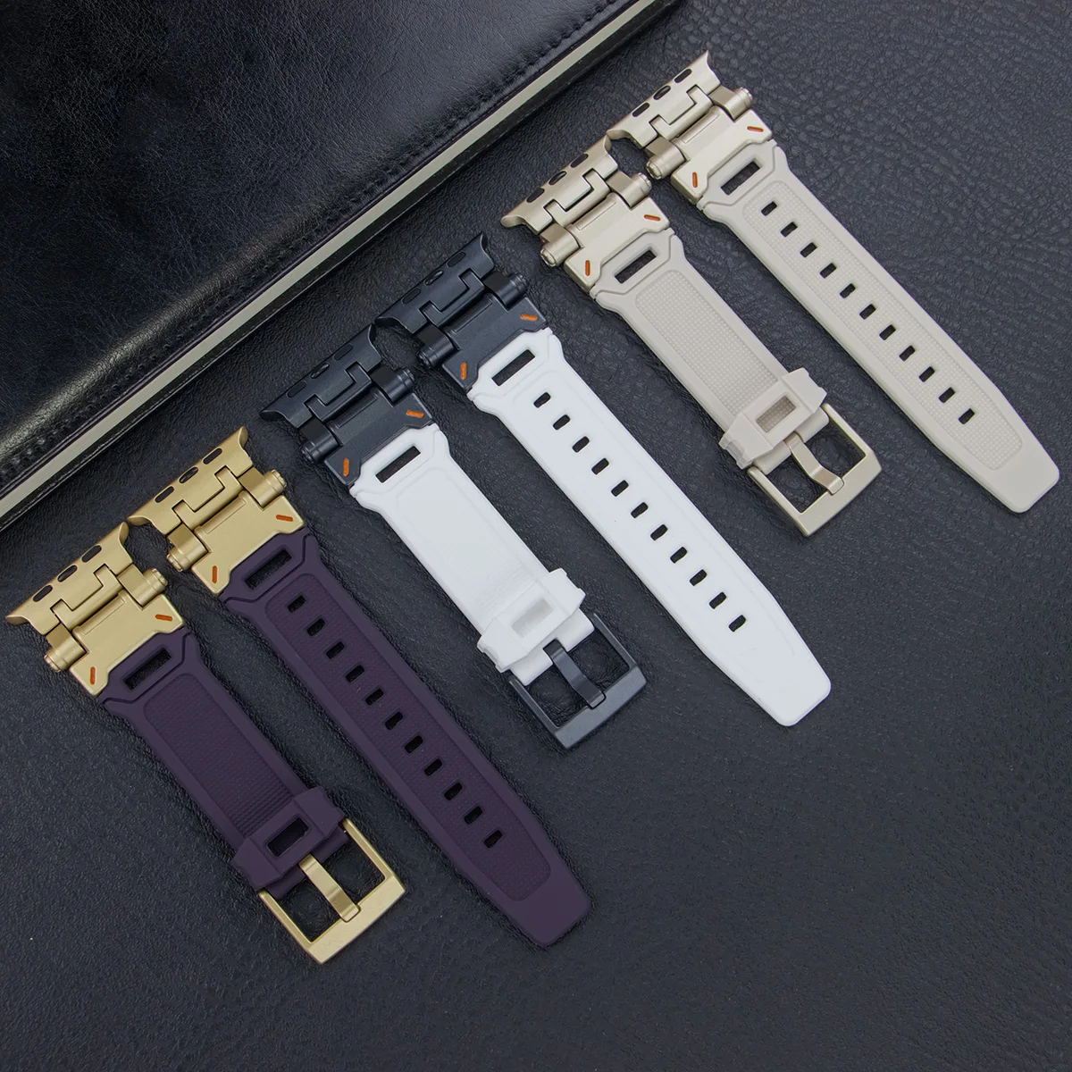 Silicone Sport Strap For Apple Watch 9 45mm Ultra 2 49MM 44mm 42mm Titanium Color TPU watch band for iWatch 9 8 SE 7 6 4 5 3 2 1