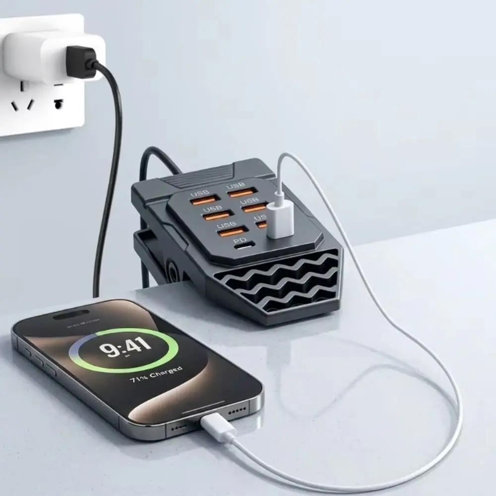 Clamp-Mounted USB Charger Data Channel Fast Charging Charging Station 6 USB-A USB-A Input Multi-Outlet Adapter Desktop