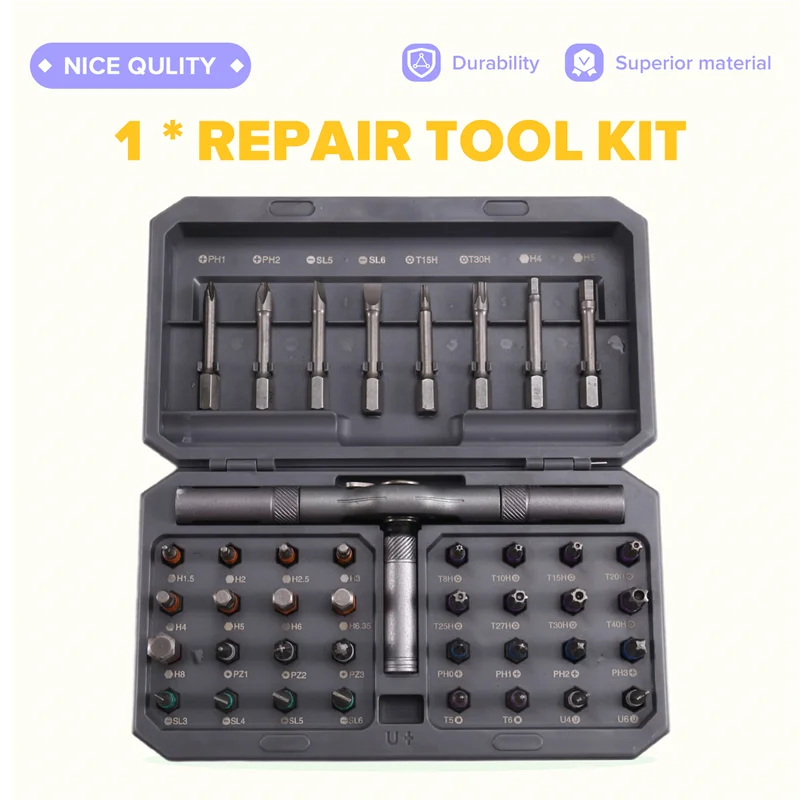 

Нескользящая ручка, набор инструментов для ремонта электроники и обслуживания автомобилей, набор прецизионных бит с магнитной трещоткой (42 шт.),
