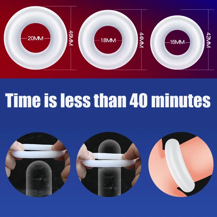 3PCS/Set Male Foreskin Correction Ring Delay Ejaculation Cock Rings Reusable Penis Rings Sex Toys for Men Cockring Chastity Cage