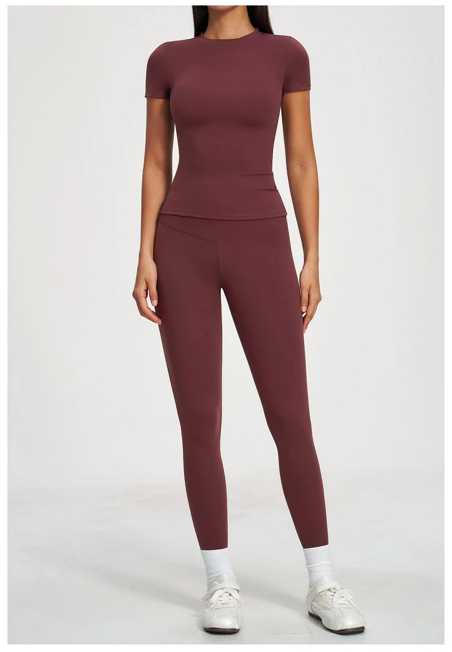 Yoga-Set 2-teilig Sportbekleidung Fitnesskleidung Yoga-Anzüge Damen Fitness-Set Trainingsanzüge Sport Langarm Crop Top Gym High Waist Leggings – Detail 11