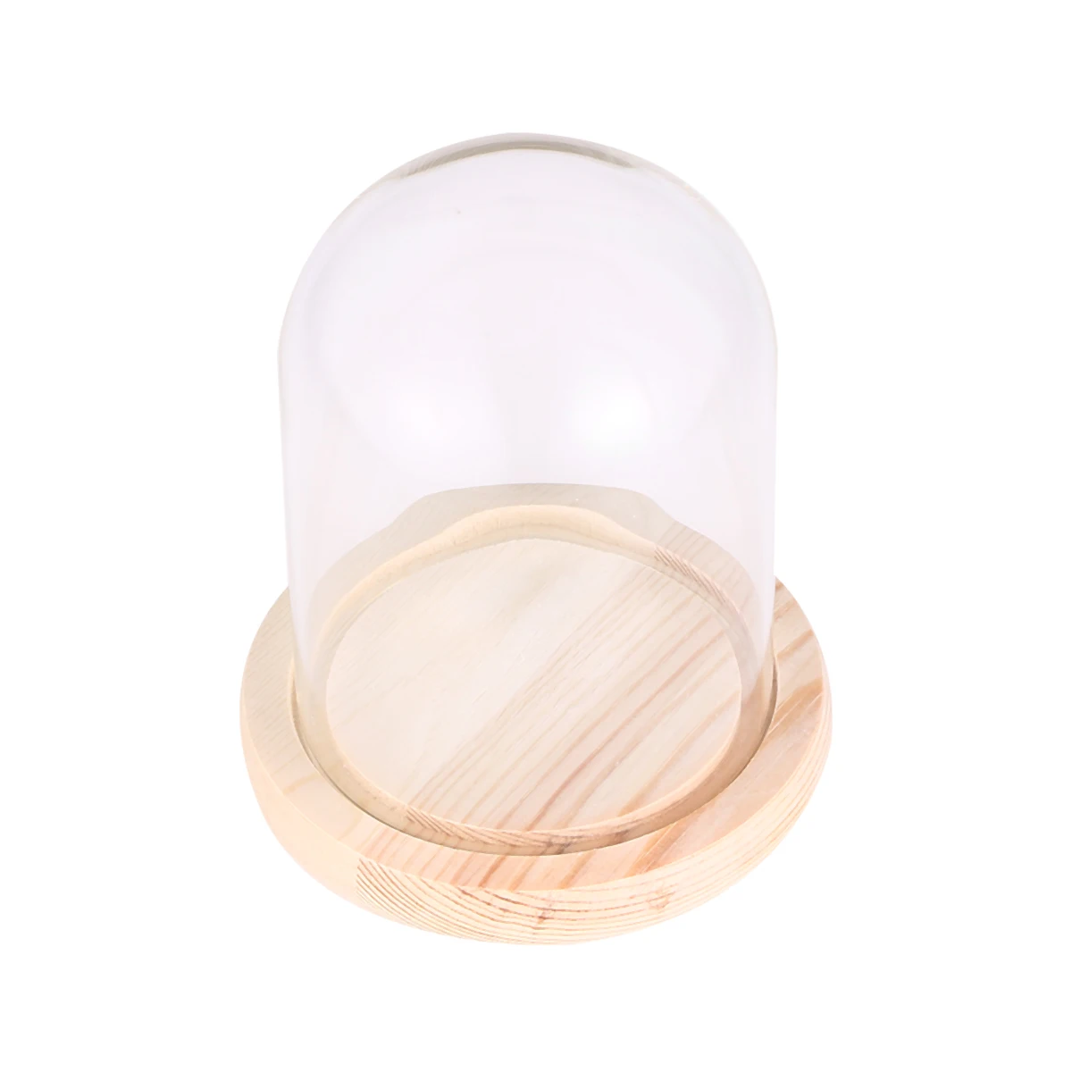 

9X24cm Premium Wooden Flower Dome Cover for DIY Craft Portable Storage Transparent Glass Dome Container Home Decor