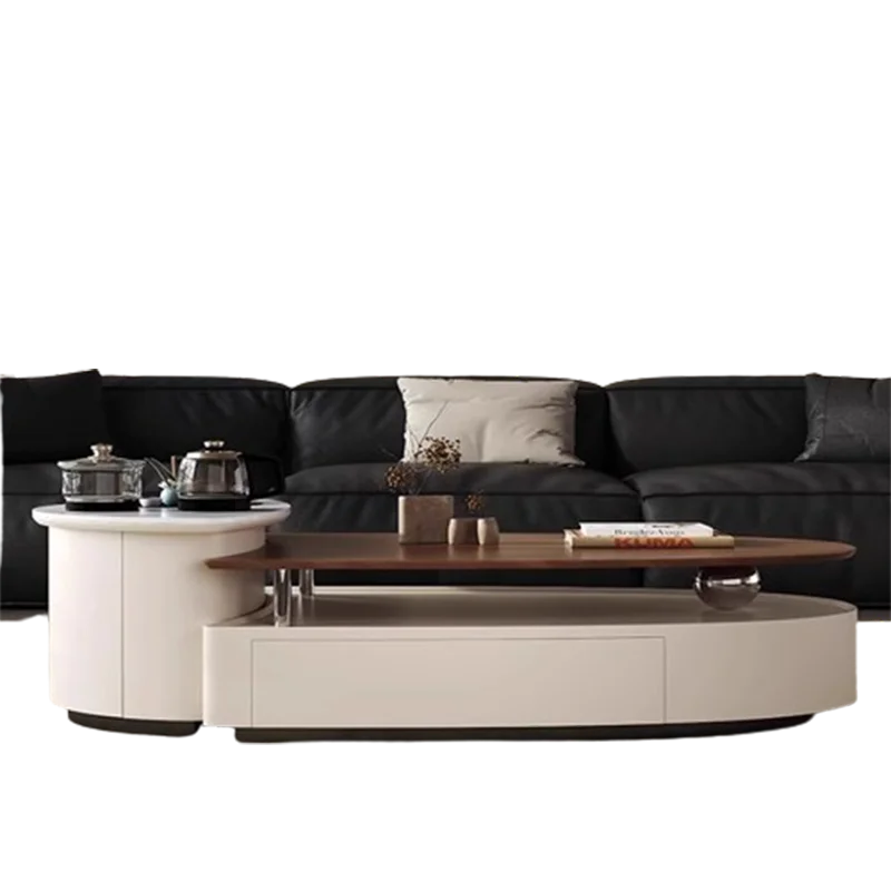 Oval Tray Coffee Table Storage Clear Waterproof Modern Balcony Wood Side Table Living Room Nordic Mesa Auxiliar Home Furniture