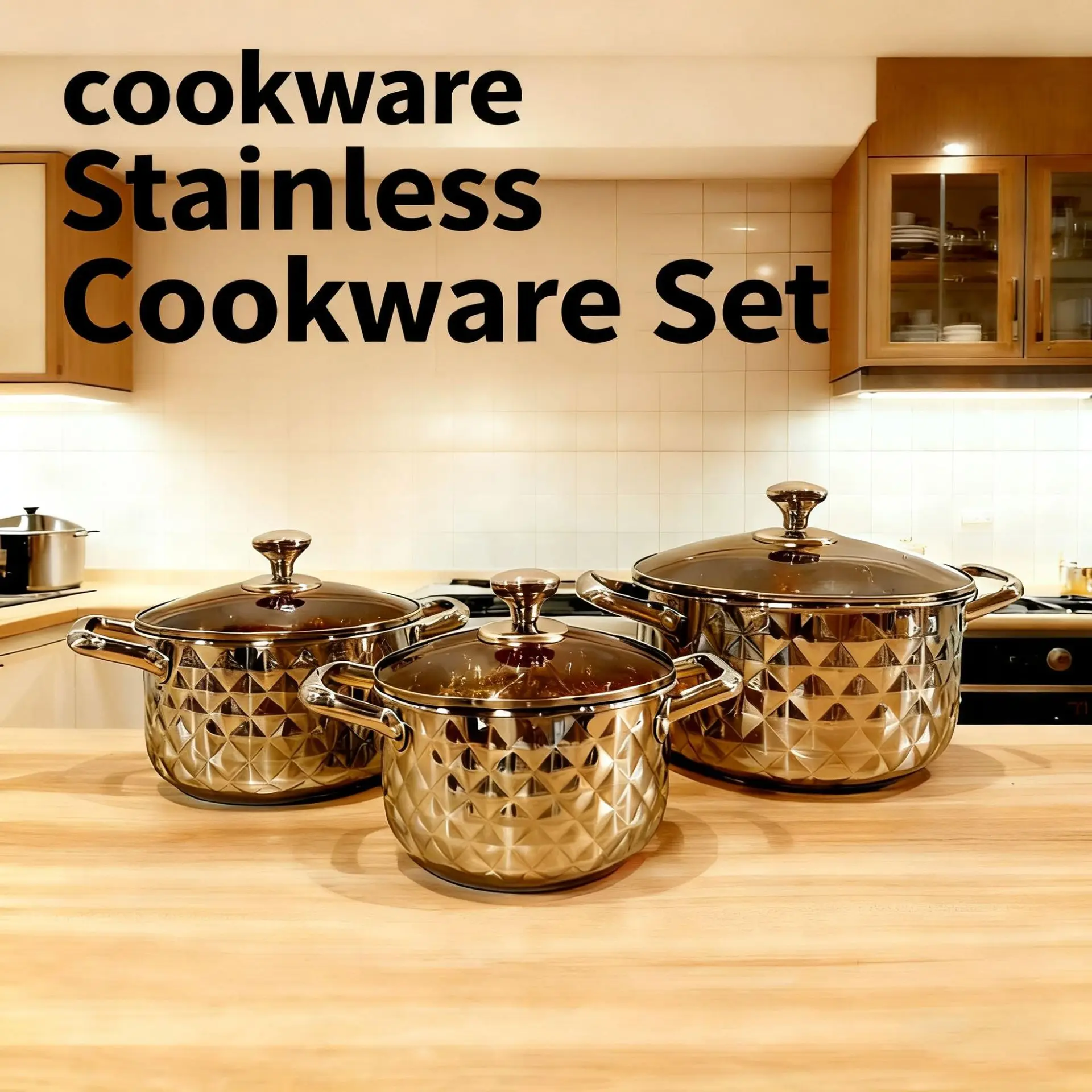 4-Piece set Thickened pot set Stainless steel cookware Diamond pot with lid Soup pot cookware