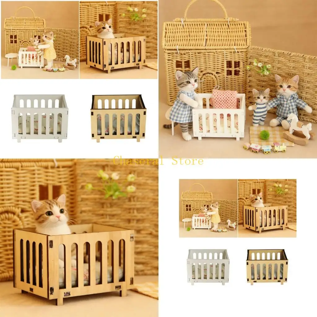 

E7CE Realistic Miniature Baby Crib Toy Decors For Dollhouses Enthusiasts And Children