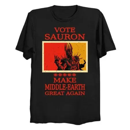 Vote Sauron President Mordor MAGA Trump Parody Political Black T-shirt S-6XL