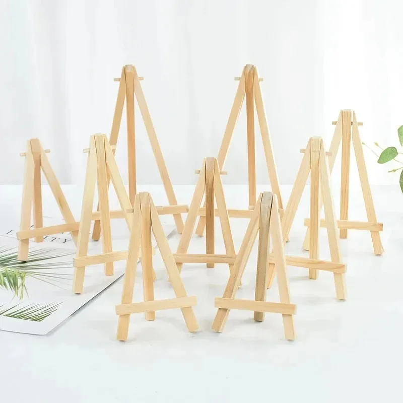 10pcs Wood Mini Easel Frame Desktop Triangle Display Stand Wedding Table Card Stand Holder Children Painting Craft Artist Tripod