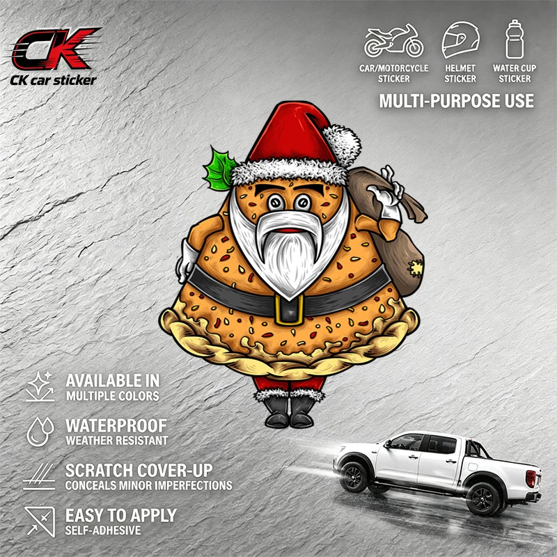 Funny Santa Pizza Car Sticker Christmas Decal for Car Pickup Motorcycle Laptop Auto Body Decoration