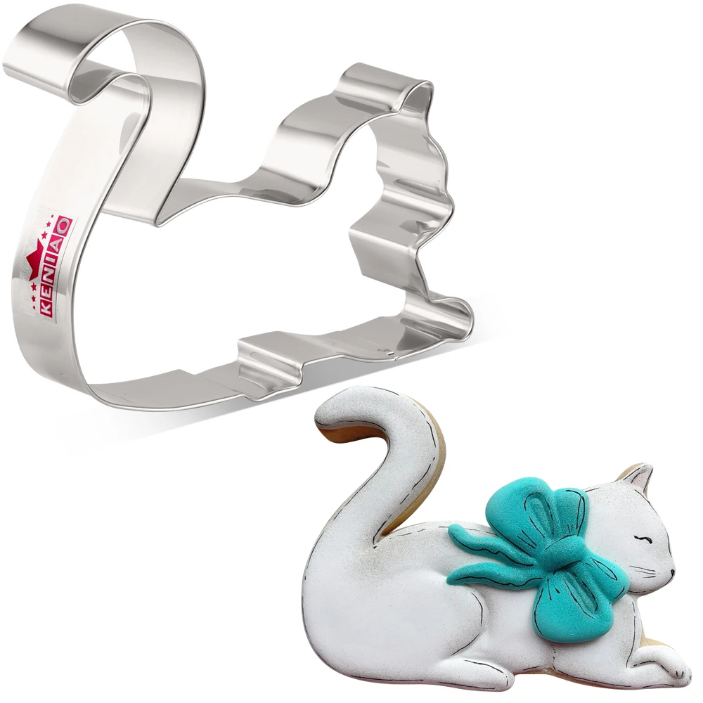 

KENIAO Playing Cat Cookie Cutter for Kids - 11.8 CM - Biscuit Fondant Bread Sandwich Mold - Stainless Steel