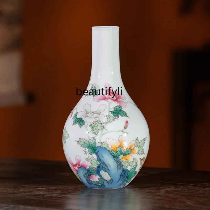 Q181 Pastel flower blooming rich gallbladder Jingdezhen ceramic entrance home decoration high-end gift ornament