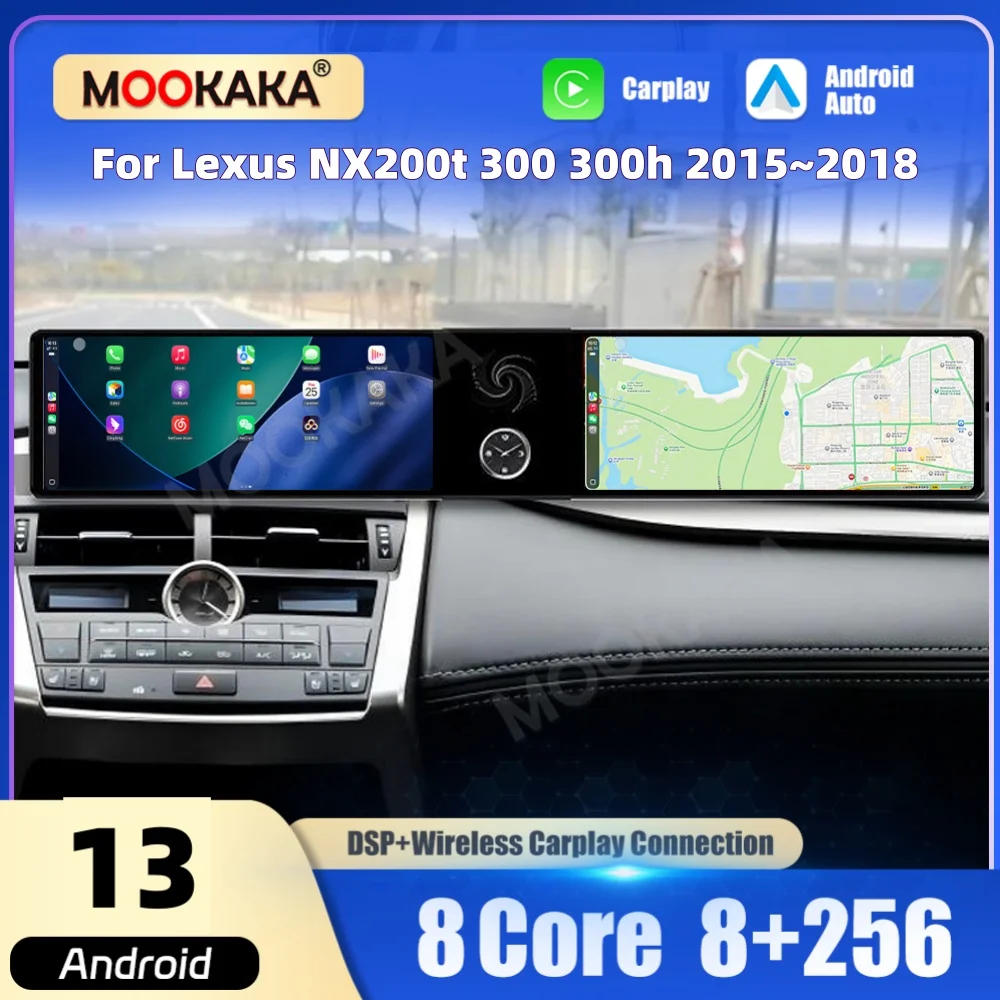 

Dual 12.3" Screen Car Radio For Lexus NX200t 300 300h 2015~2018 CarPlay Android Auto Multimedia Player GPS Navigation Head Unit
