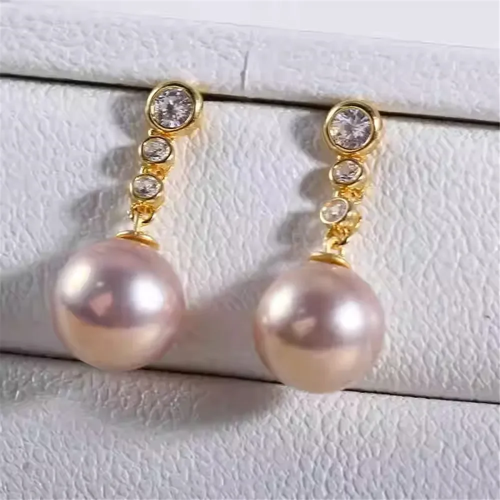 DIY Pearl Accessories New S925 Sterling Silver Diamond Chain Earrings Empty Tray Fashionable Retro Commuter Versatile Design