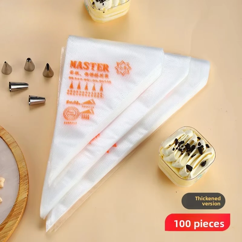 

Disposable food grade triangular piping bag Thickened small cream cake baking tool 100 pcs Extrusion flower bag
