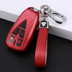 For Changan CS35 PLUS CS55 PLUS CS75 PLUS 2019-2022 TPU Carbon Fiber Car Smart Key Case Cover Bag Shell Keychain Protector