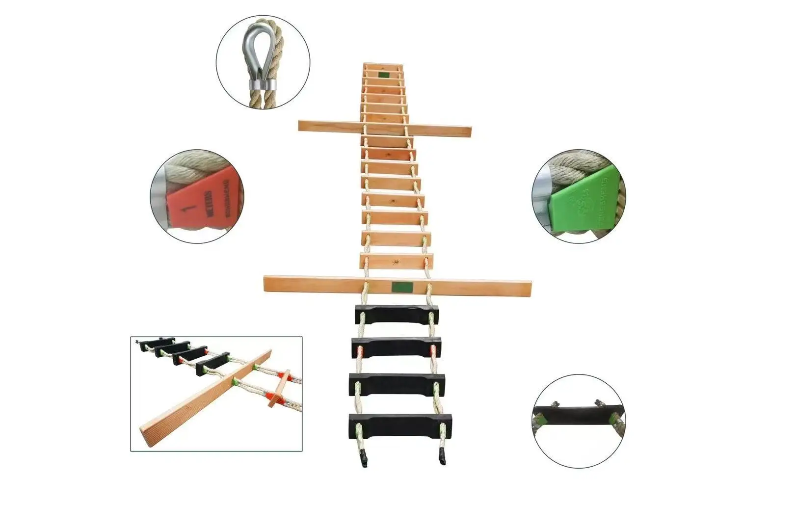 Marine Embarkation Ladder SOLAS APPROVAL Wooden Rope 6m 9m 18m Hot Sale Marine pilot Ladder