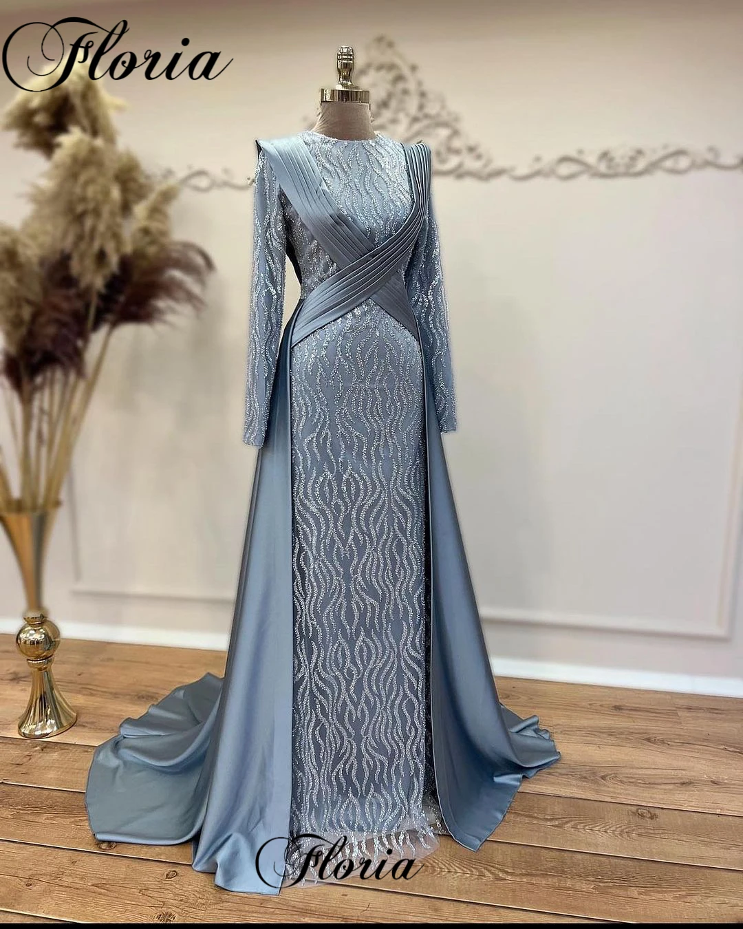 Vintage Muslim Evening Dresses Long Sleeves Mermaid Formal Occasion Dresses Wedding Guests Dresses For Women Robes De Soirée