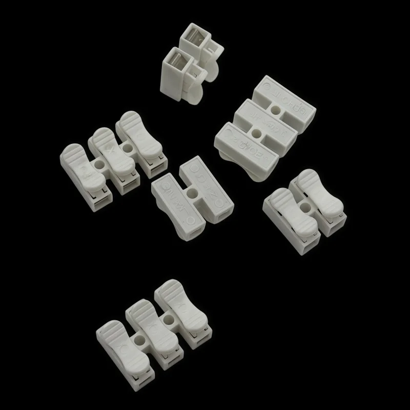500PCS White No Solding Welding Quick 2/3P Cable Wire Connector No Screw Terminal Block Spring Clamp