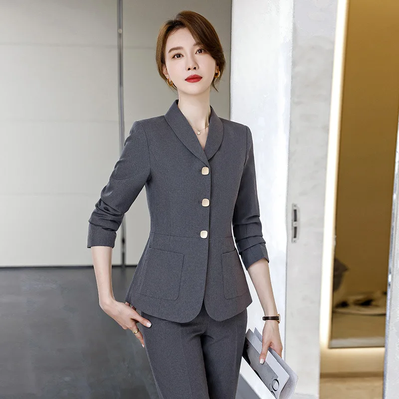 

Gray Suit Women's High-Grade Business Wear Temperament Goddess Style Interview Formal Wear Hotel Manager Work Clothes