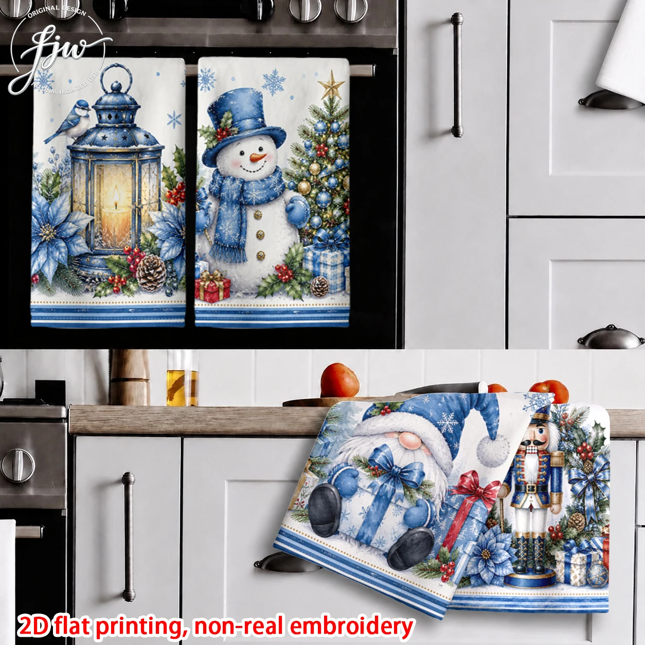 6pcBlue Christmas Winter Garden Flags  Vintage Snowman Gnome Nutcracker Holiday Yard Flags for Outdoor Patio Lawn Decor