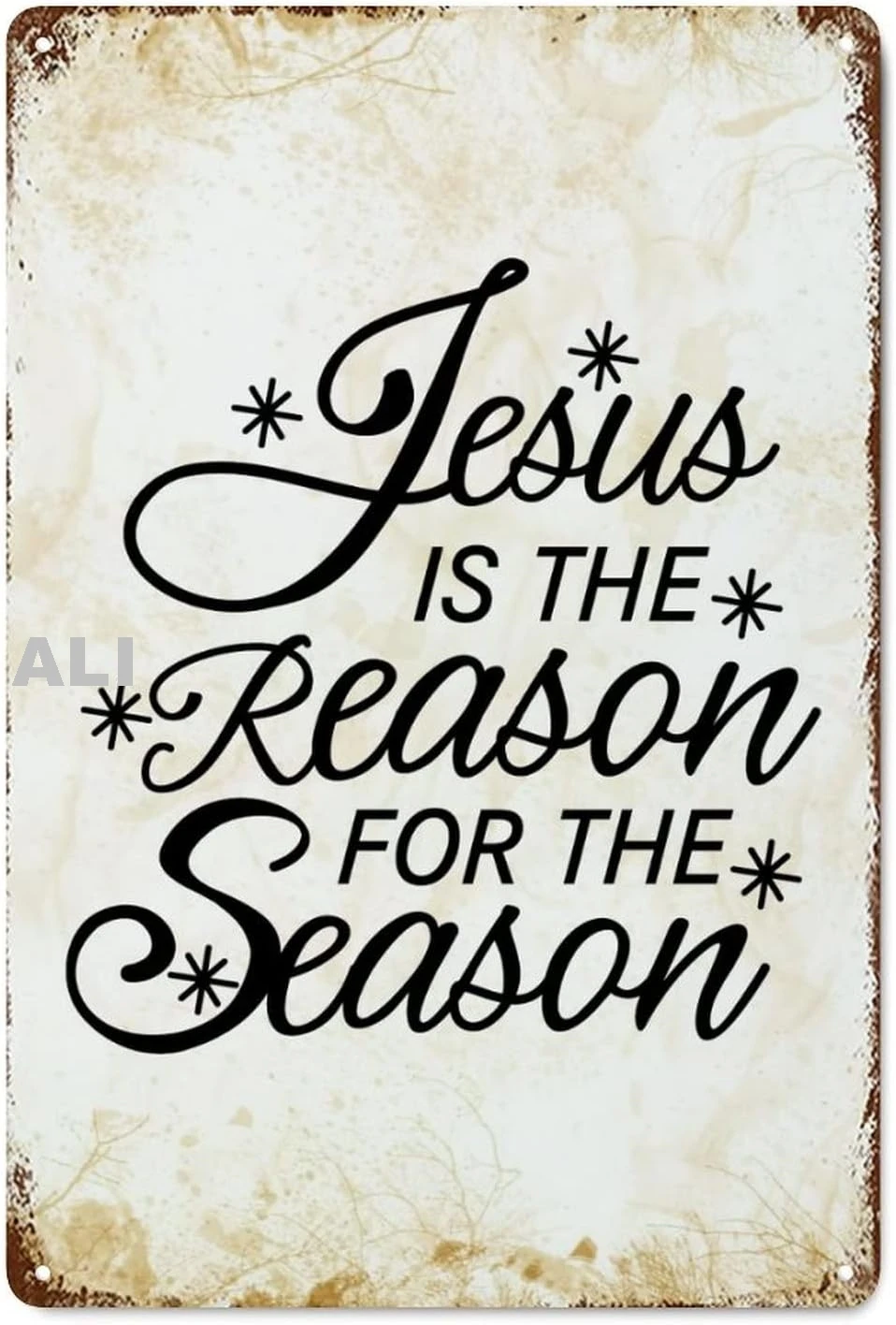 Jesus is The Reason for The Season Metal Signs Retro Wall Plaque Metal Tin Sign for Garage Man Cave Kitchen Bedroom 12x8 sign