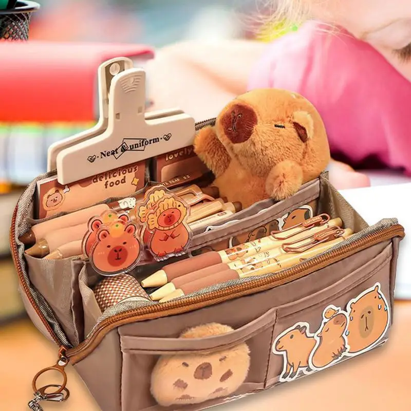 

Large Capacity Capybara Pencil Bag New 2024 Style Student Women's Stationery Box For Junior Senior High School Boys Girls