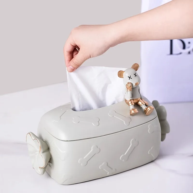 

Nordic Violent Bear Tissue Box Ornament Home Living Room Coffee Table Carton Simple Modern Carton Ornament