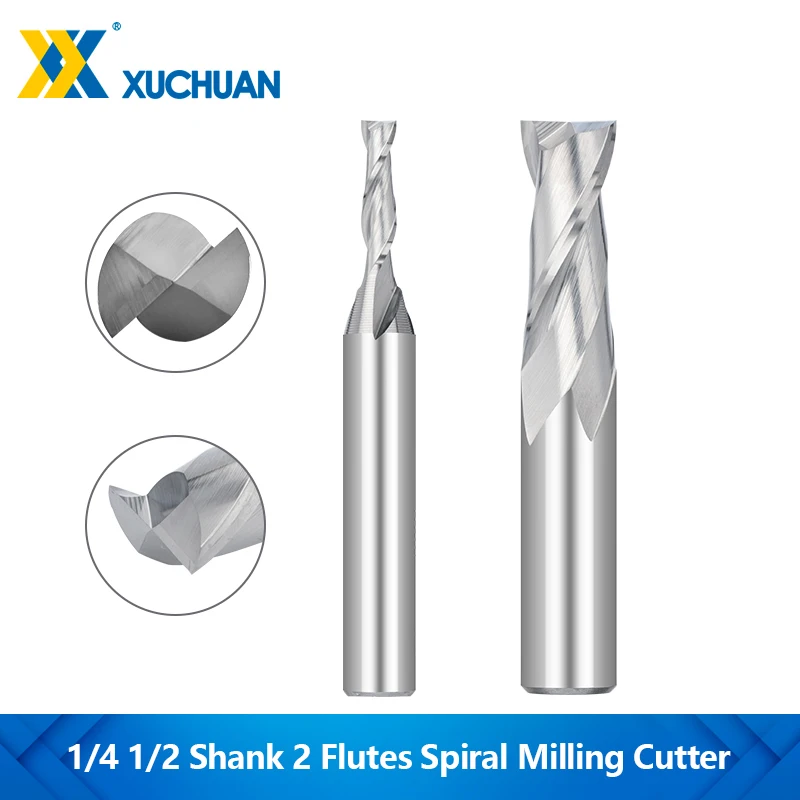 

Up Cut Carbide Milling Cutter 6.35mm 12.7mm Shank 2 Flute Spiral Router Bit Carbide End Mill for Wood MDF