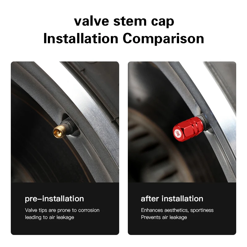 4Pcs Metal Car Wheel Valve Core Cap Dust Cover Accessories For FIAT Abarth 600 Panda Pulse Tipo Mobi Strada 500 Topolino Cronos