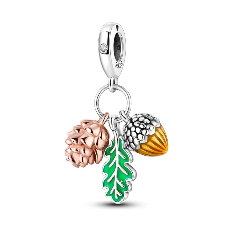 Original 925 Charm Sterling Silver Iris Sunflower Clover Tulip Lavender Pendant for Pandora DIY Bracelet Women's Jewellery Gift