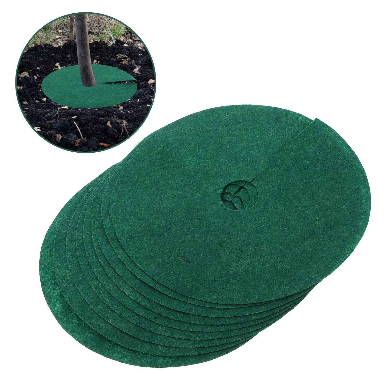 Root Barrier Mat 10 Pack 25cm Tree Mulch Shield with 4cm Hole Reusable Nonwoven Garden Plant Protector